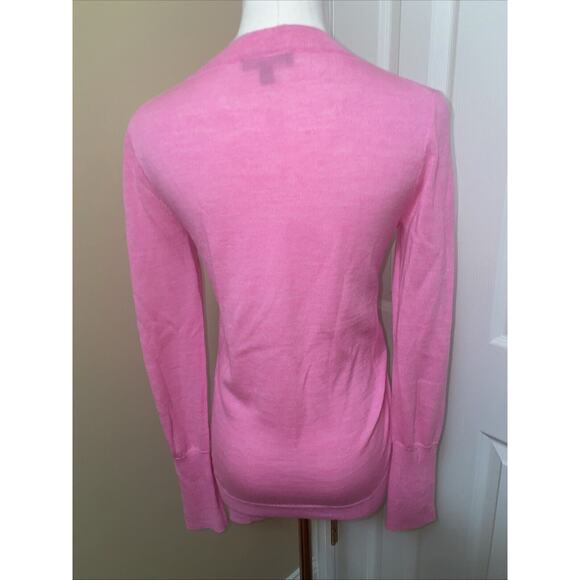 J Crew Sweater Pink V Neck 100% Merino Wool Size XS - Picture 4 of 6